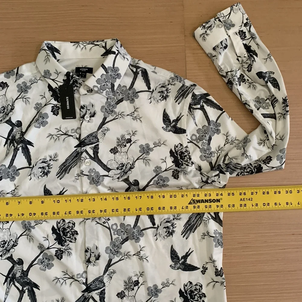 Express Men's Size XL Slim 1MX Floral Button Up Long Sleeve Shirt Brand New